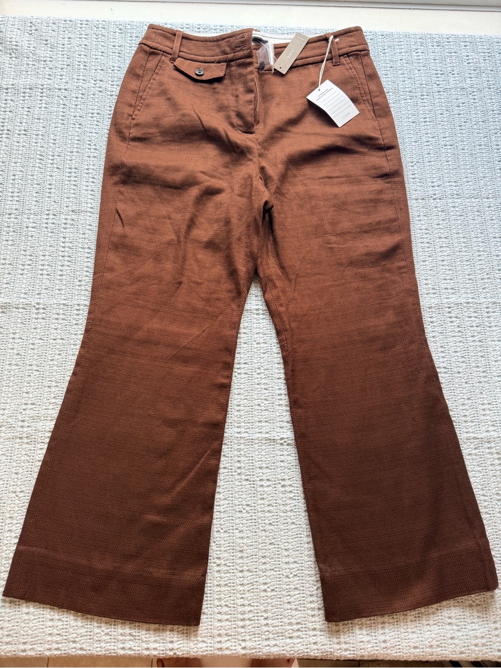 J. Crew Wide-Leg Crop Pants in Chestnut Brown - size 8 - new